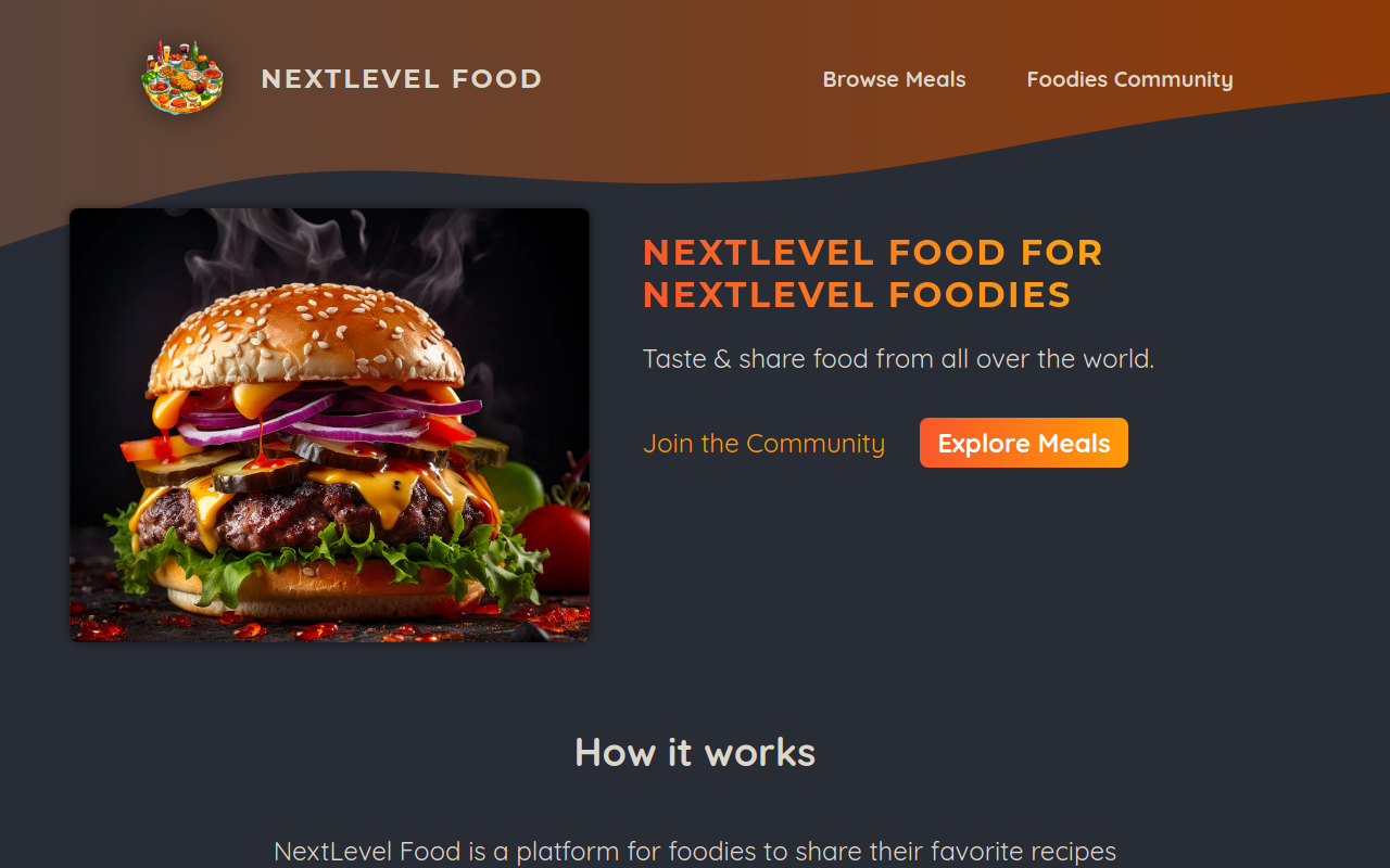 Screenshot NextLevel Foods website